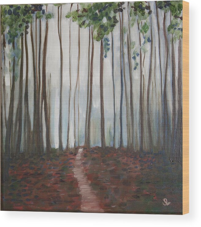 Landscape Wood Print featuring the painting Path Not Taken by Sarah Lynch