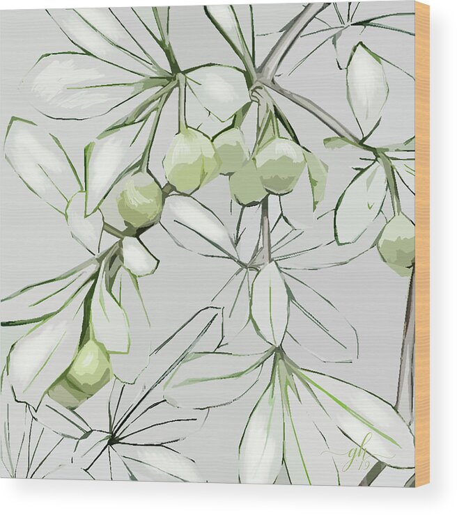 Botanical Wood Print featuring the digital art Patio Print by Gina Harrison