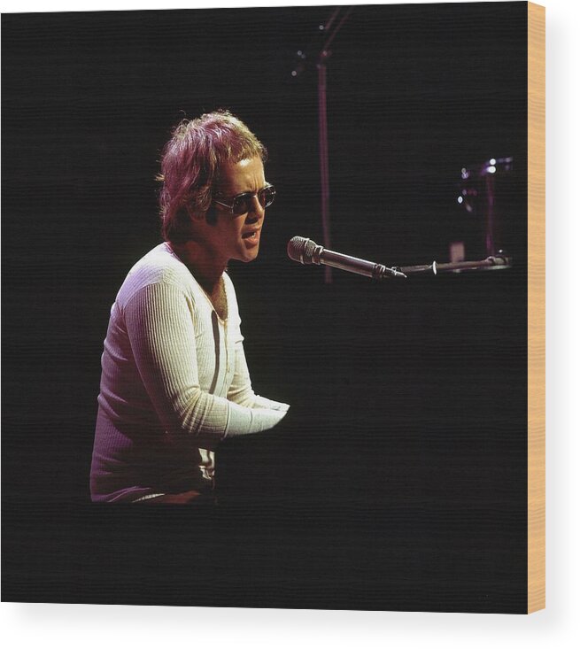 Singer Wood Print featuring the photograph Photo Of Elton John by David Redfern