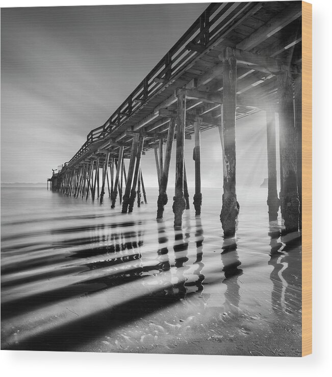 Pier And Shadows Wood Print featuring the photograph Pier And Shadows by Moises Levy