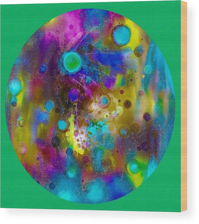 Abstract Art Wood Print featuring the digital art Planet Blue Green by Don Wright