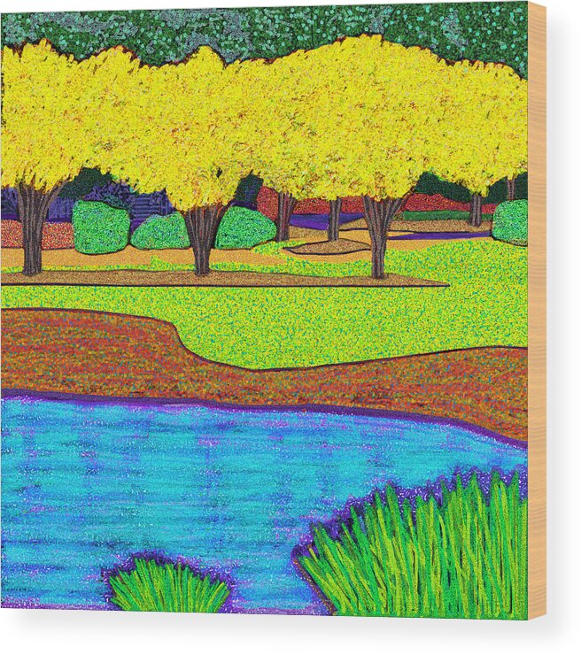 Macon Wood Print featuring the digital art Pond At Carlyle Place by Rod Whyte