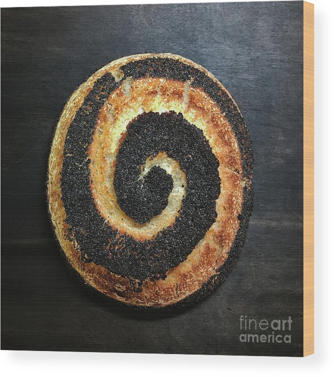 Bread Wood Print featuring the photograph Poppy Seed Sourdough Trio - Spiral by Amy E Fraser