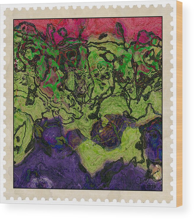 Oil Pastel Wood Print featuring the mixed media Postage 10 by Judi Lynn