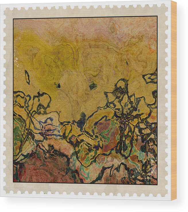 Postage Wood Print featuring the mixed media Postage 2 by Judi Lynn