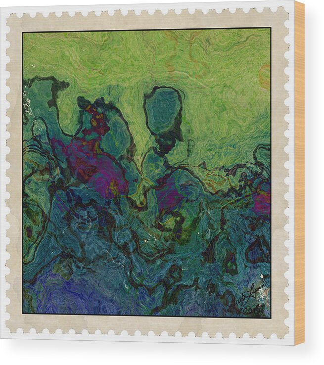 Oil Pastel Wood Print featuring the mixed media Postage 4 by Judi Lynn