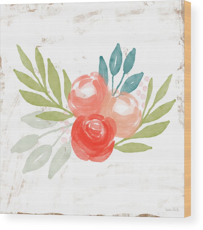 Roses Wood Print featuring the mixed media Pretty Coral Roses - Art by Linda Woods by Linda Woods