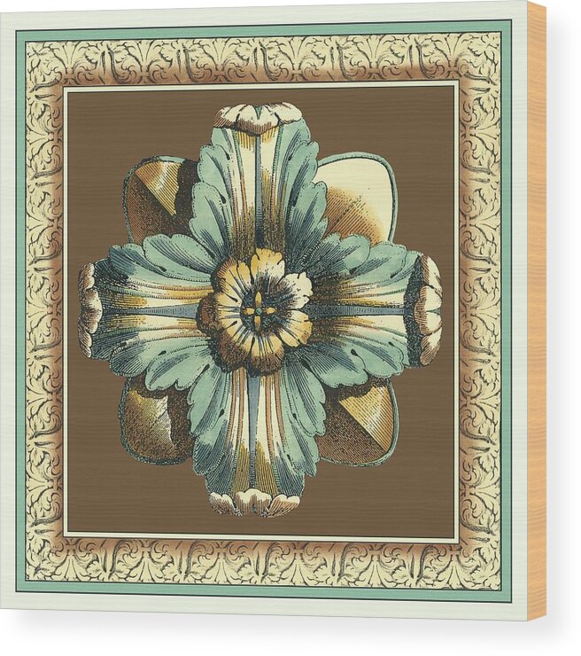Wag Public Wood Print featuring the painting Printed Chocolate & Blue Rosette II by Vision Studio