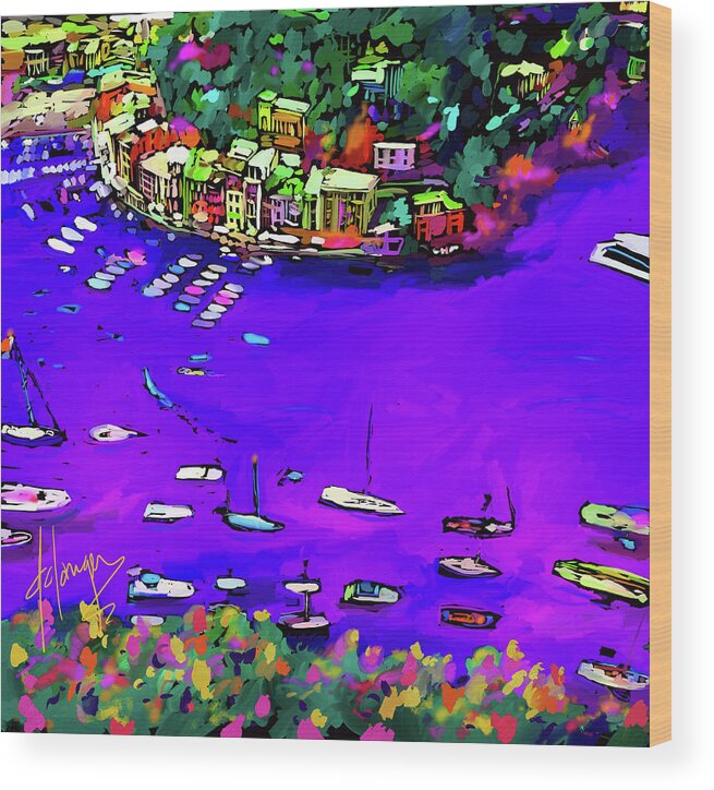Dc Langer Wood Print featuring the painting Purple Cove by DC Langer
