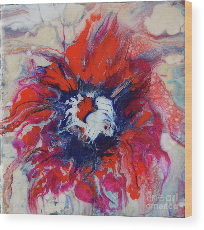 Flower Wood Print featuring the painting Red Flower by Jyotika Shroff
