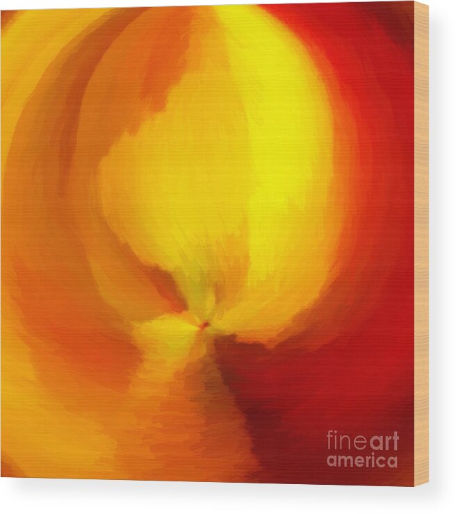Painting Wood Print featuring the digital art Red Yellow Abstract by Delynn Addams by Delynn Addams