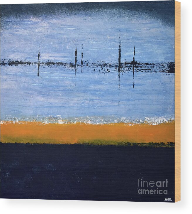 Abstract Wood Print featuring the painting Regatta by Amanda Sheil