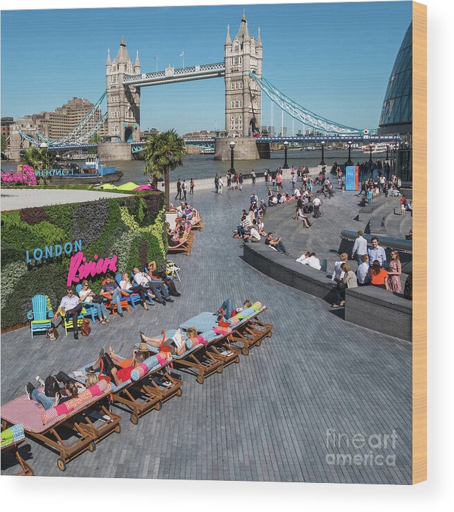 London Wood Print featuring the photograph Relaxing In Sunshine On London's Riviera by Philip Preston