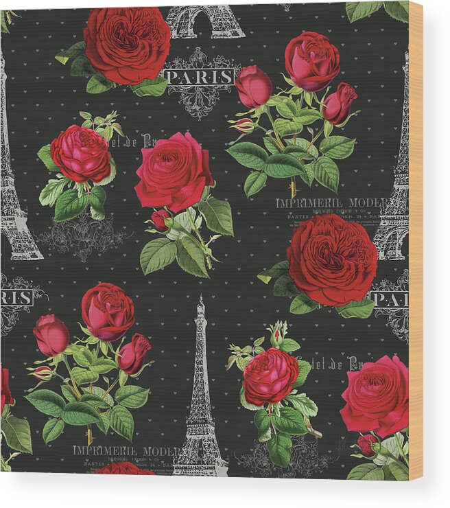 Black Wood Print featuring the painting Rouge Paris Step 01b by Katie Pertiet