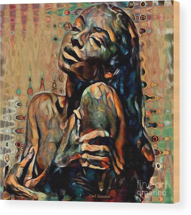 Sada Wood Print featuring the mixed media Sade abstract by Carl Gouveia