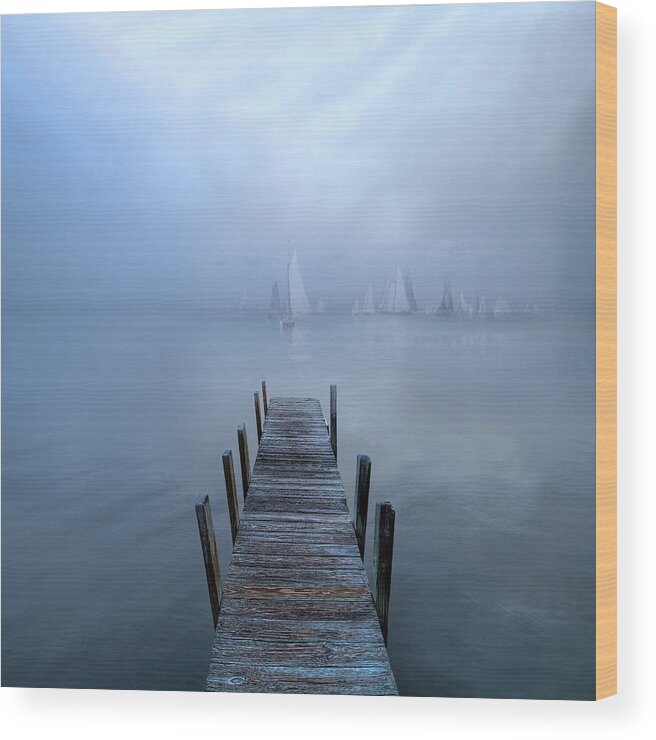 Boats Wood Print featuring the photograph Sailing into Blue by Debra and Dave Vanderlaan