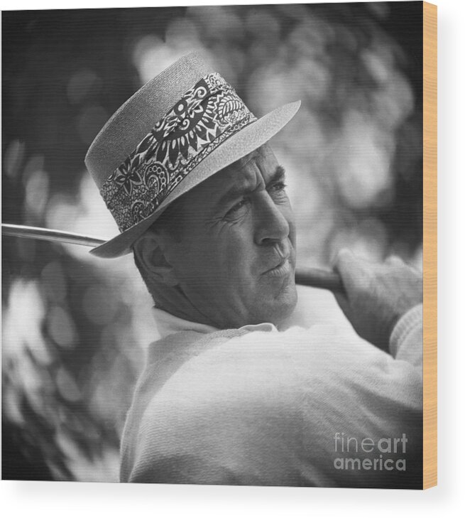 Straw Hat Wood Print featuring the photograph Sam Snead Playing Golf by Bettmann