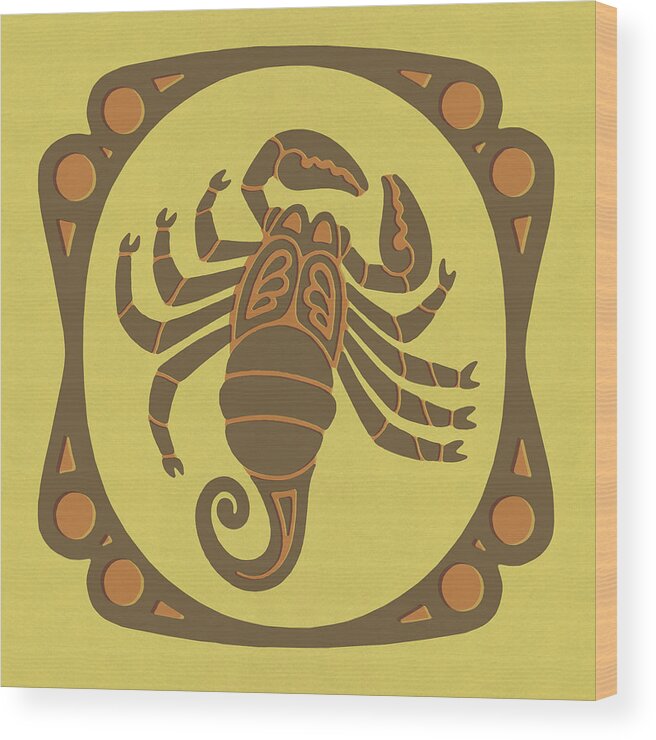 Astrology Wood Print featuring the drawing Scorpio Zodiac Symbol by CSA Images