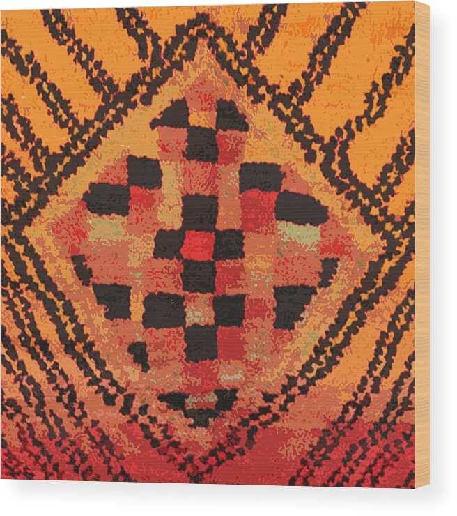 Shaman Badge Wood Print featuring the digital art Shaman Tribal Badge by Vagabond Folk Art - Virginia Vivier