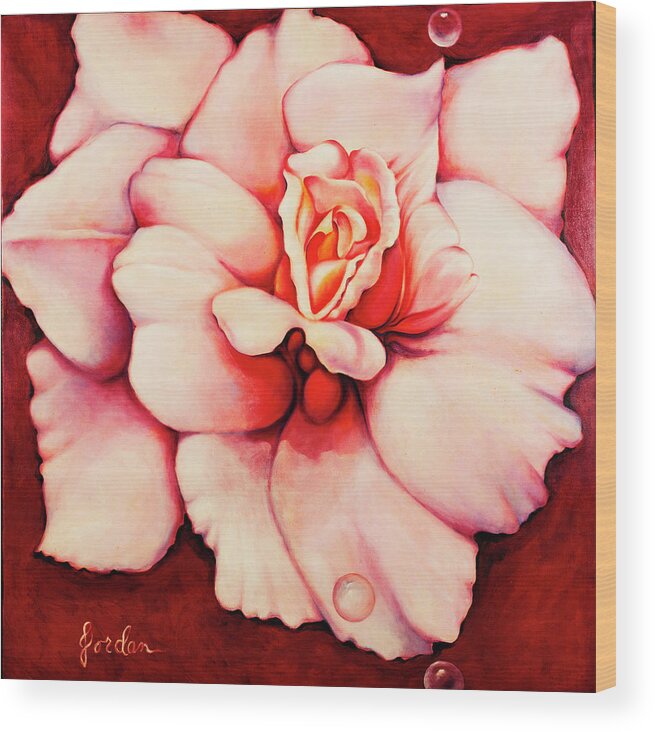 Blooms.large Rose Wood Print featuring the painting Sheer Bliss by Jordana Sands
