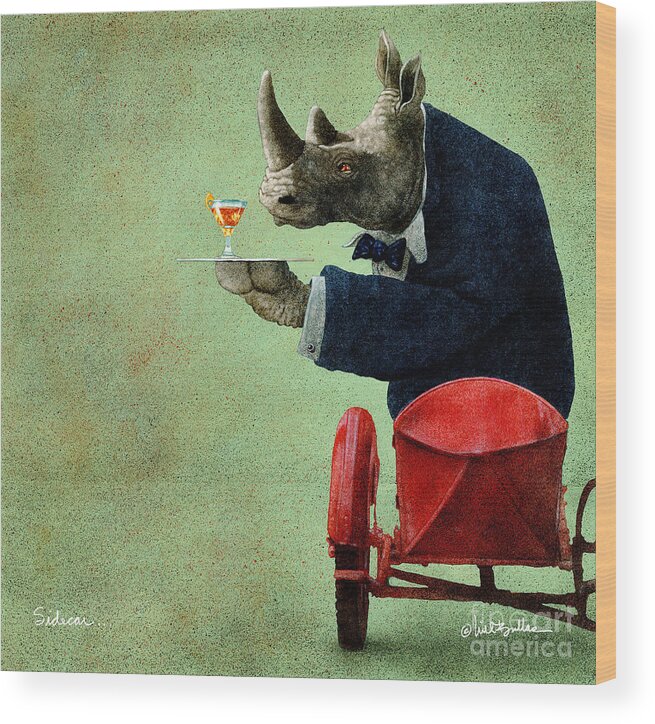 Humor Wood Print featuring the painting Sidecar... by Will Bullas