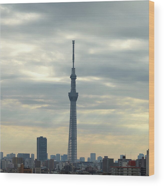 Communications Tower Wood Print featuring the photograph Sky Tree by Copyright By Tk21hx