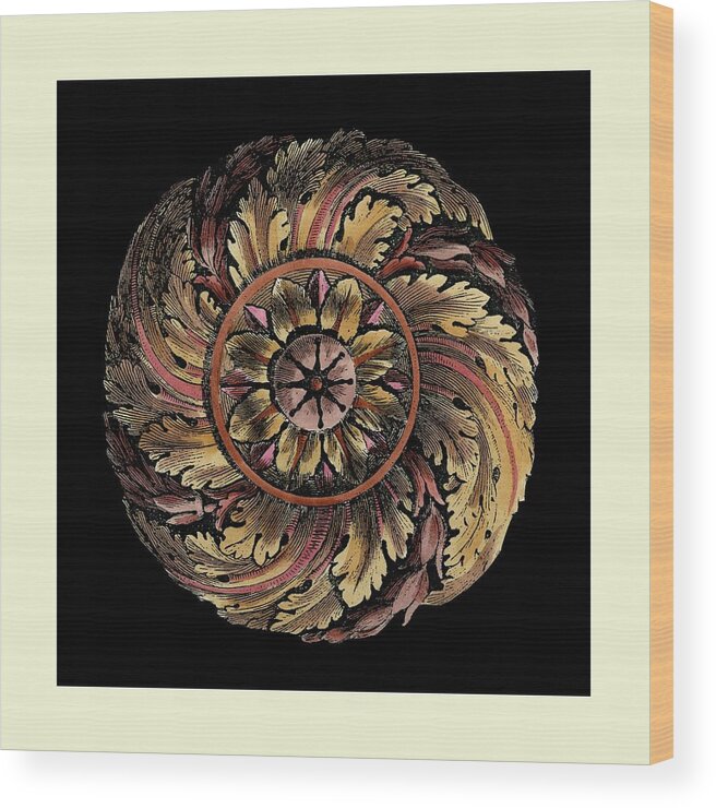 Decorative Elements Wood Print featuring the painting Small Classic Rosette Iv by Vision Studio