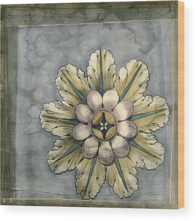 Decorative Elements Wood Print featuring the painting Small Rosette And Damask II (st) by Jennifer Goldberger