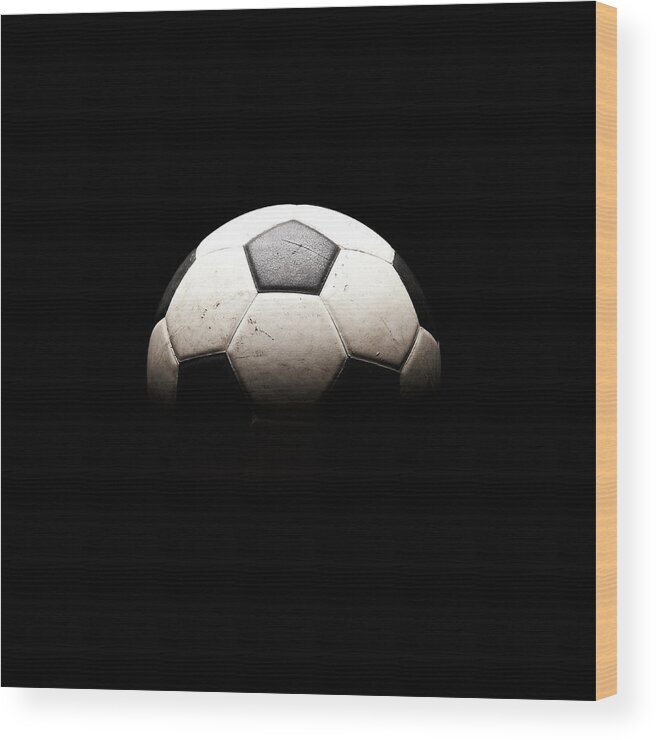 Shadow Wood Print featuring the photograph Soccer Ball In Shadows by Thomas Northcut