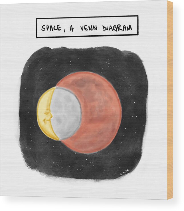 Space Wood Print featuring the painting Space, A Venn Diagram by Evan Lian