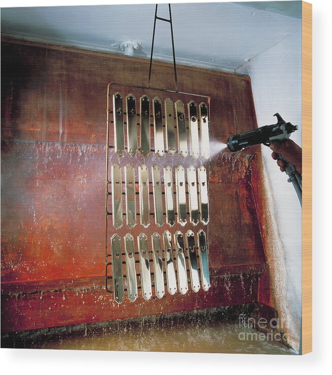 Lacquer Wood Print featuring the photograph Spraying Lacquer by Colin Cuthbert/science Photo Library