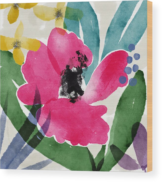 Garden Wood Print featuring the mixed media Spring Garden Pink- Floral Art by Linda Woods by Linda Woods