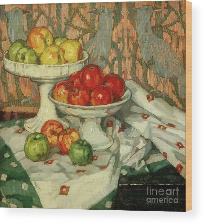 20th Century Wood Print featuring the painting Still life with apples AKG5031304 by Eugenie Bandell