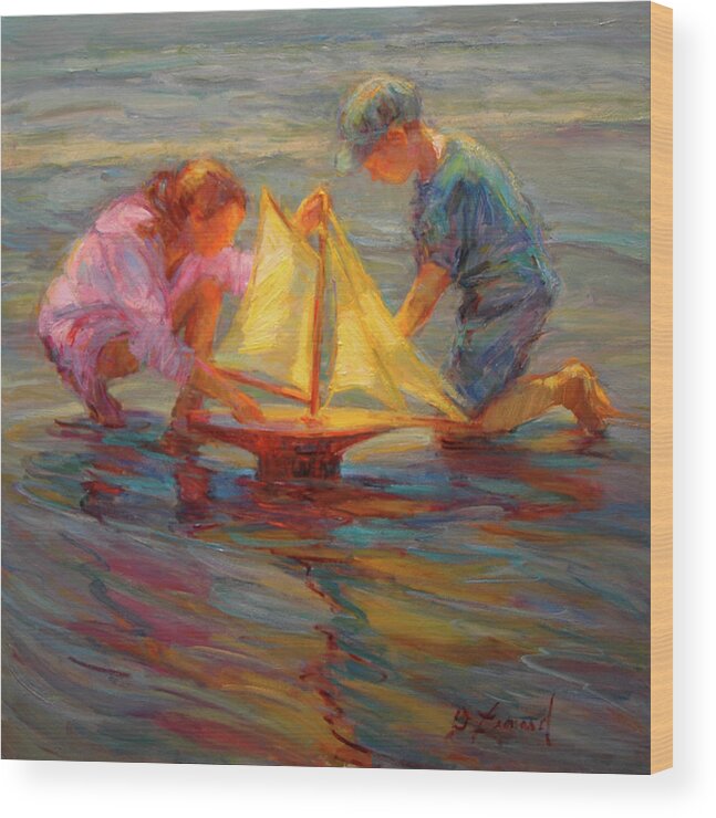 Impressionism Wood Print featuring the painting Summertime Sails by Diane Leonard
