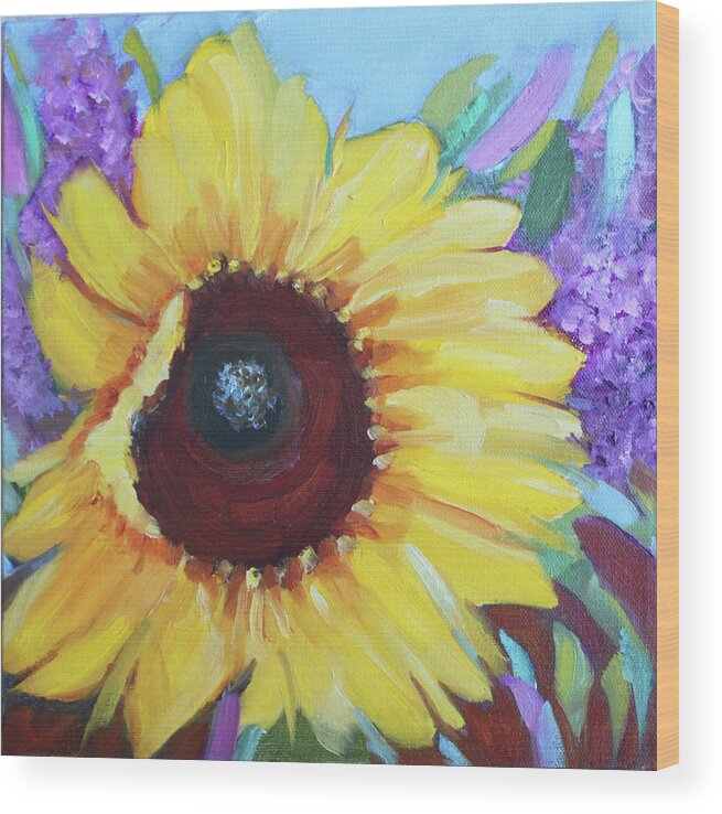 Sunflower Wood Print featuring the painting Sun Catcher by Christiane Kingsley