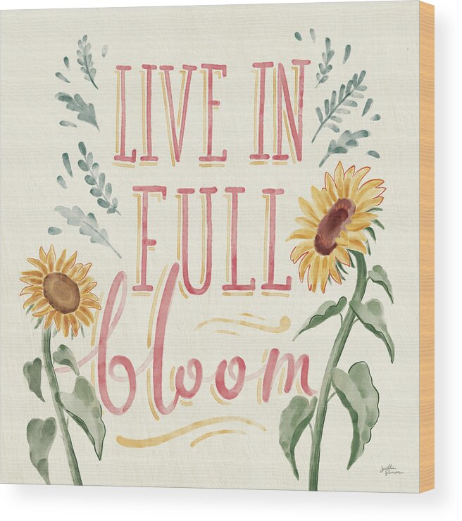 Beige Wood Print featuring the painting Sunflower Season Vi Bright by Janelle Penner