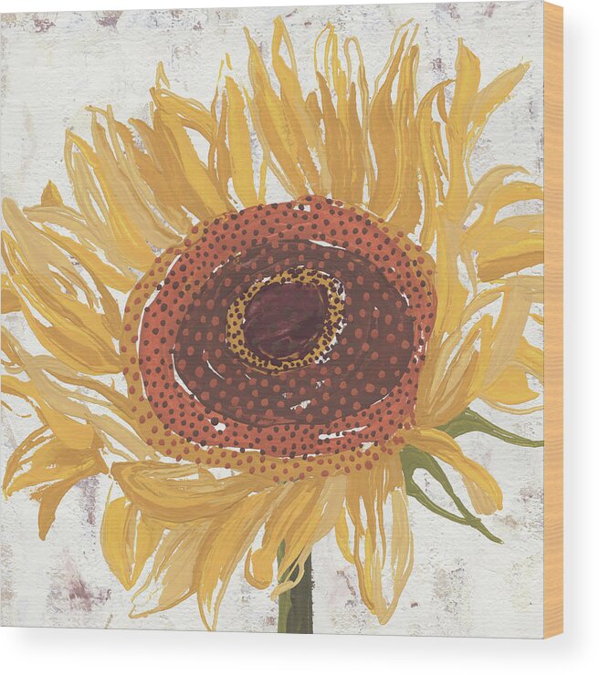 Sunflower Wood Print featuring the painting Sunflower V by Nikita Coulombe