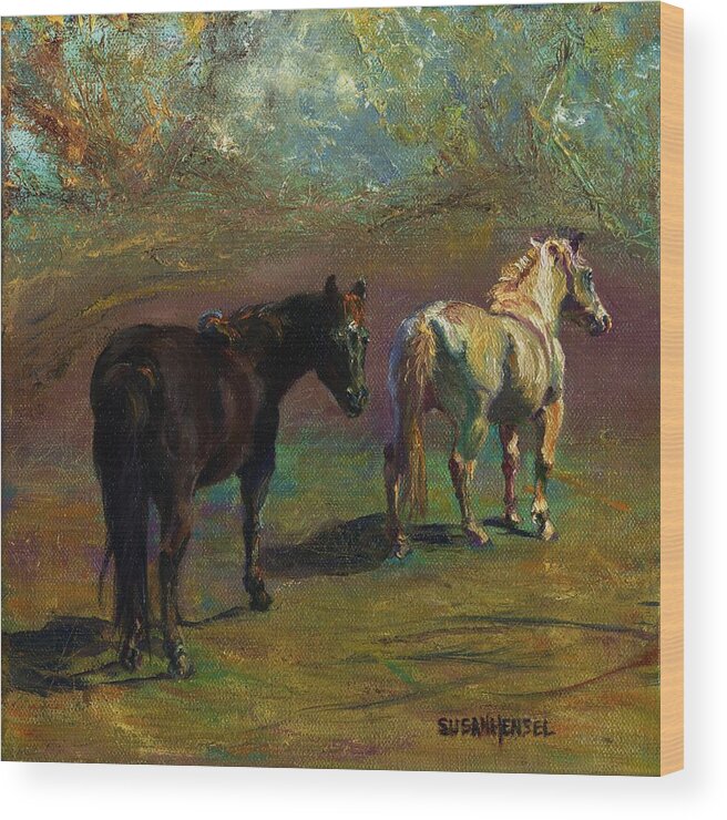 Fine Art Wood Print featuring the painting Sunny Graze by Susan Hensel