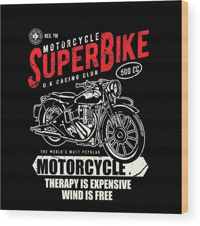 Super Wood Print featuring the digital art Super Bike Engine by Long Shot