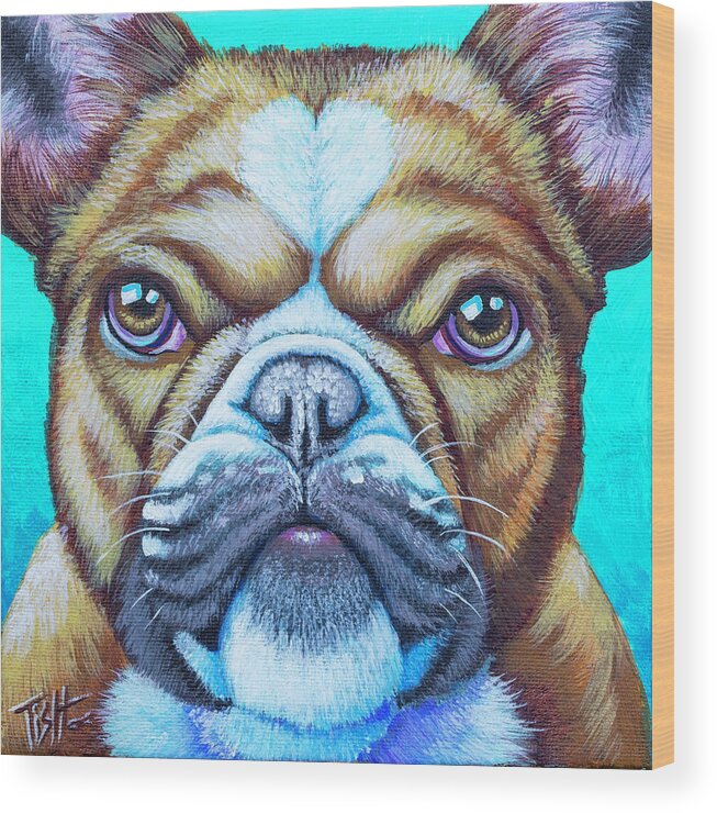 French Bulldog Wood Print featuring the painting Sweet Heart Bulldog by Tish Wynne