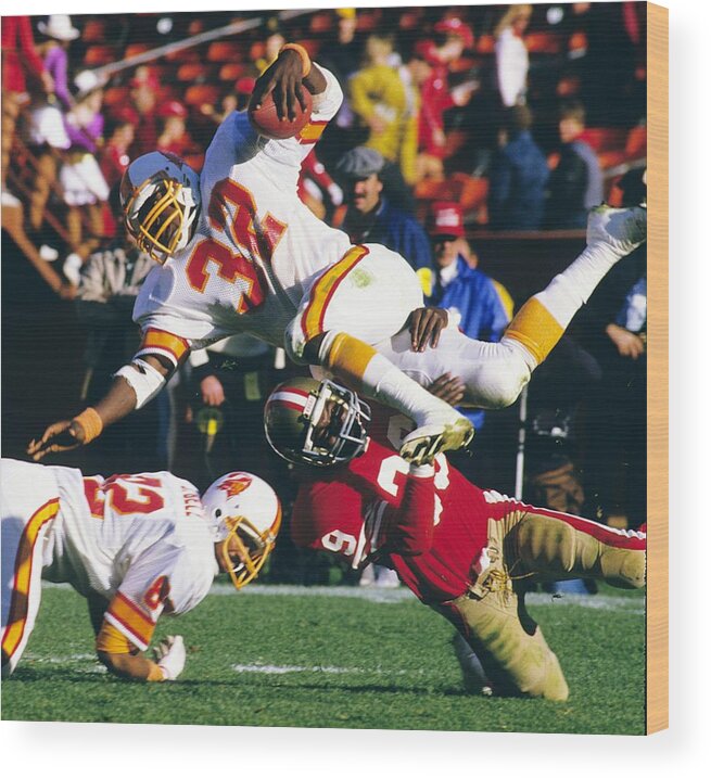 1980-1989 Wood Print featuring the photograph Tampa Bay Buccaneers V San Francisco by Ronald C. Modra/sports Imagery