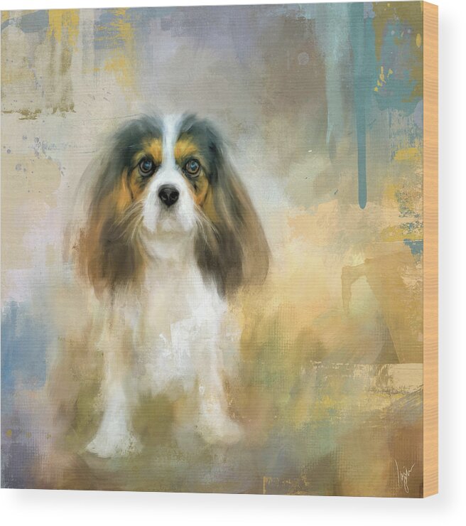 Colorful Wood Print featuring the painting The Attentive Cavalier by Jai Johnson
