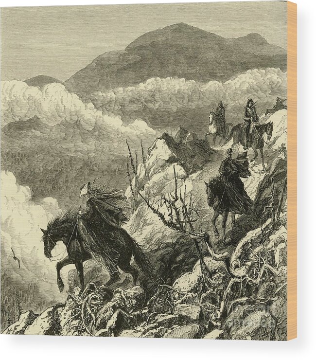 Horse Wood Print featuring the drawing The Descent From Mount Washington by Print Collector