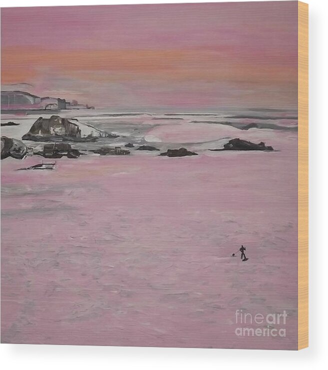 Beautiful Landscape Wood Print featuring the painting The Fisherman and the Sea by Denise Morgan