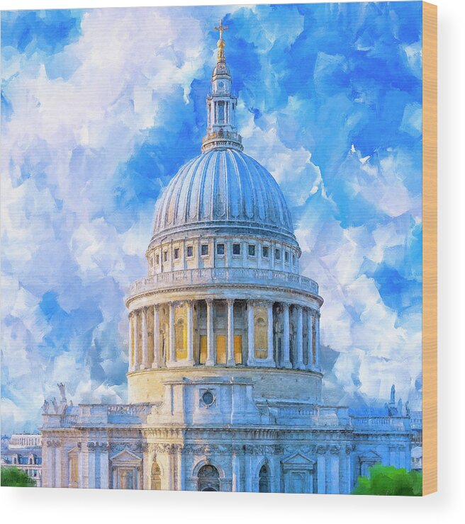 St Paul's Cathedral Wood Print featuring the mixed media The Great Dome - St Paul's Cathedral by Mark Tisdale