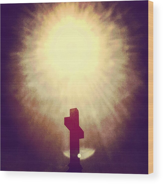 Cross Wood Print featuring the photograph The Light Will Illuminate the Shadow of Man by Michael Oceanofwisdom Bidwell