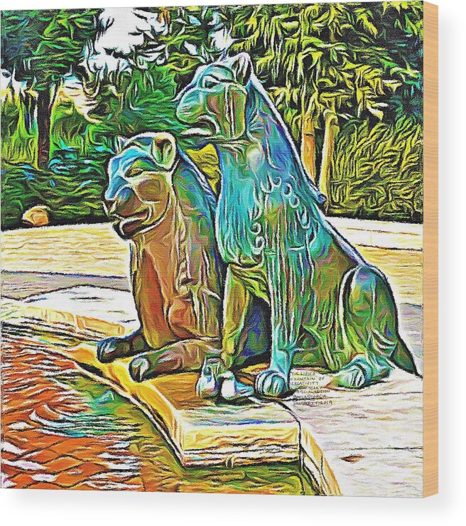 Pamela Storch Wood Print featuring the digital art The Lion's Fountain of Creativity New Year's Special Edition Prints by Pamela Storch
