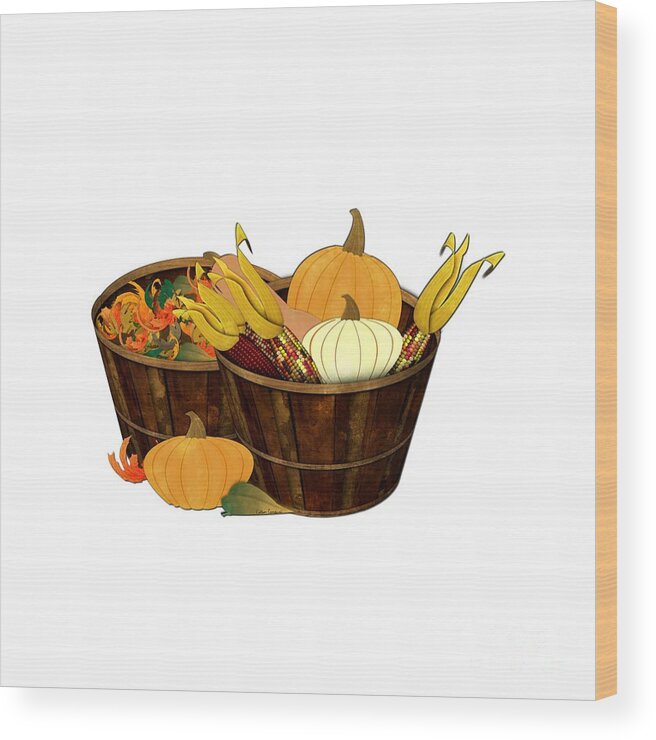 Basket Of Leaves Wood Print featuring the photograph The Splendor of Autumn by Colleen Cornelius