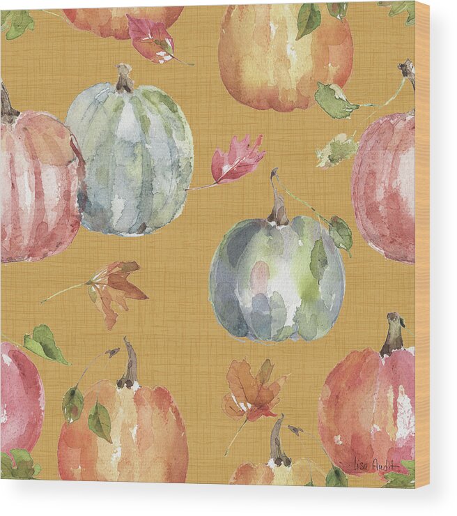 Autumn Wood Print featuring the painting Time To Share Pattern Ivc by Lisa Audit