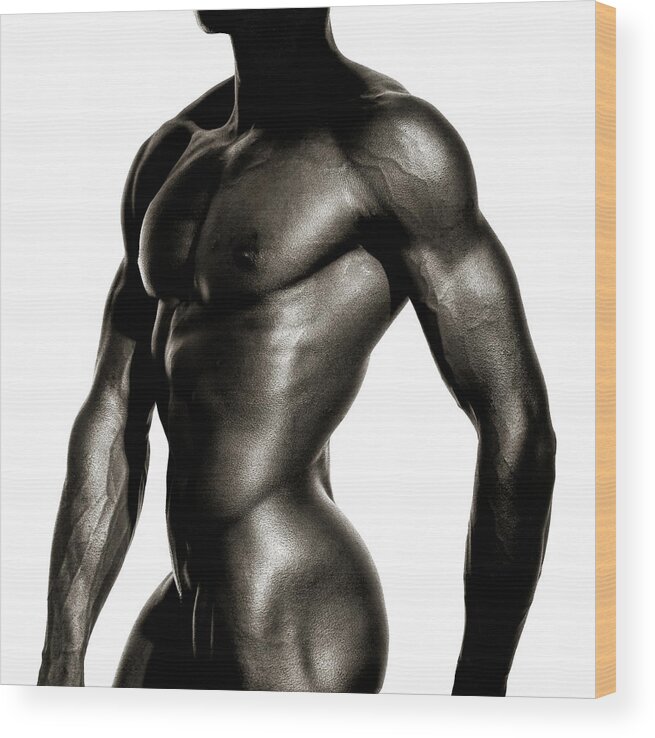 Male Wood Print featuring the photograph Torso by Anders Kustas